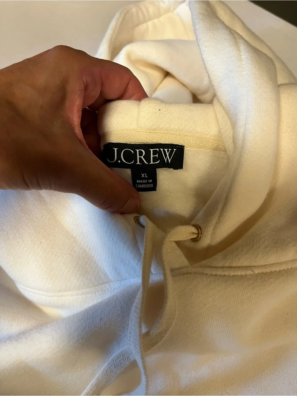J.Crew Cropped Hoodie Women’s XL Ivory Cream Preppy Athleisure Minimalist Casual